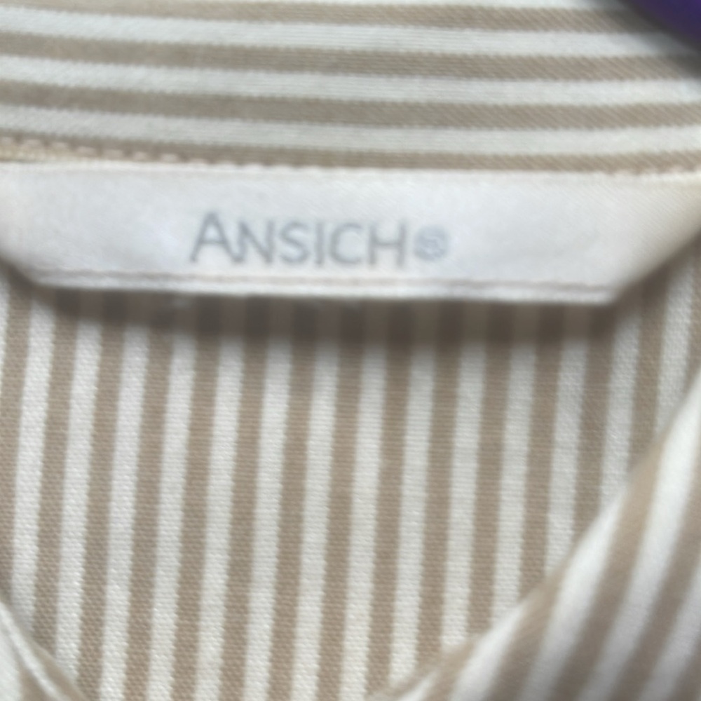 Mustard & Off White Vertical Striped Button-Up Shirt.